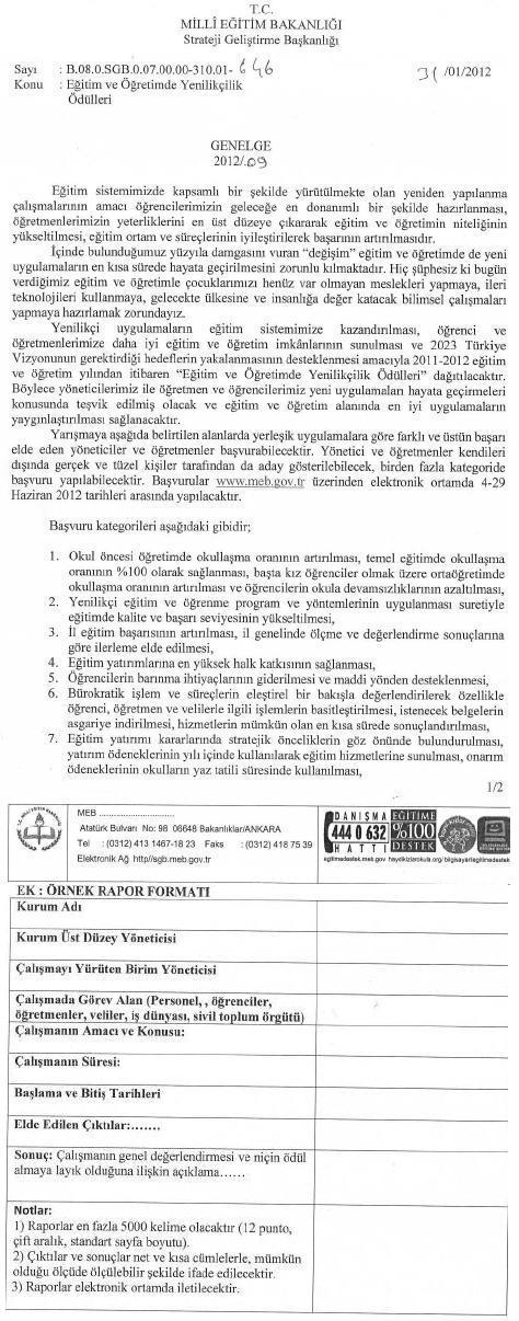 MEB Genelgesi