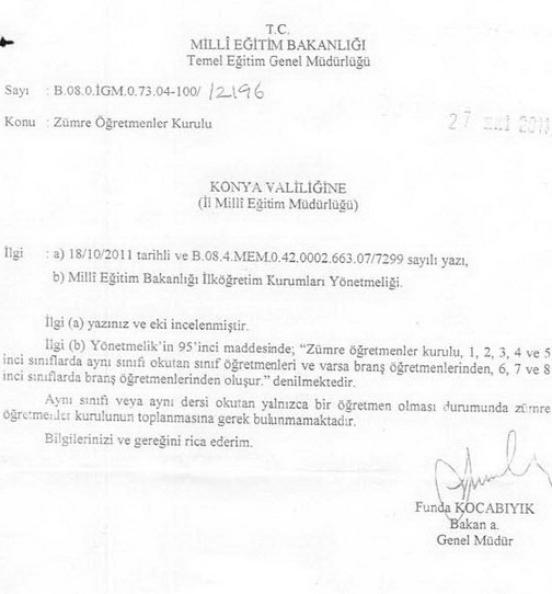 Ayn� Bersi Okutan Tek ��retmen Olursa Z�mre Toplanmayacak.