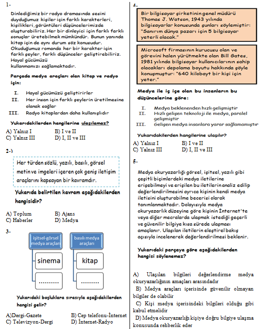 2 dönem türkçe yazılı soruları 8 sınıf